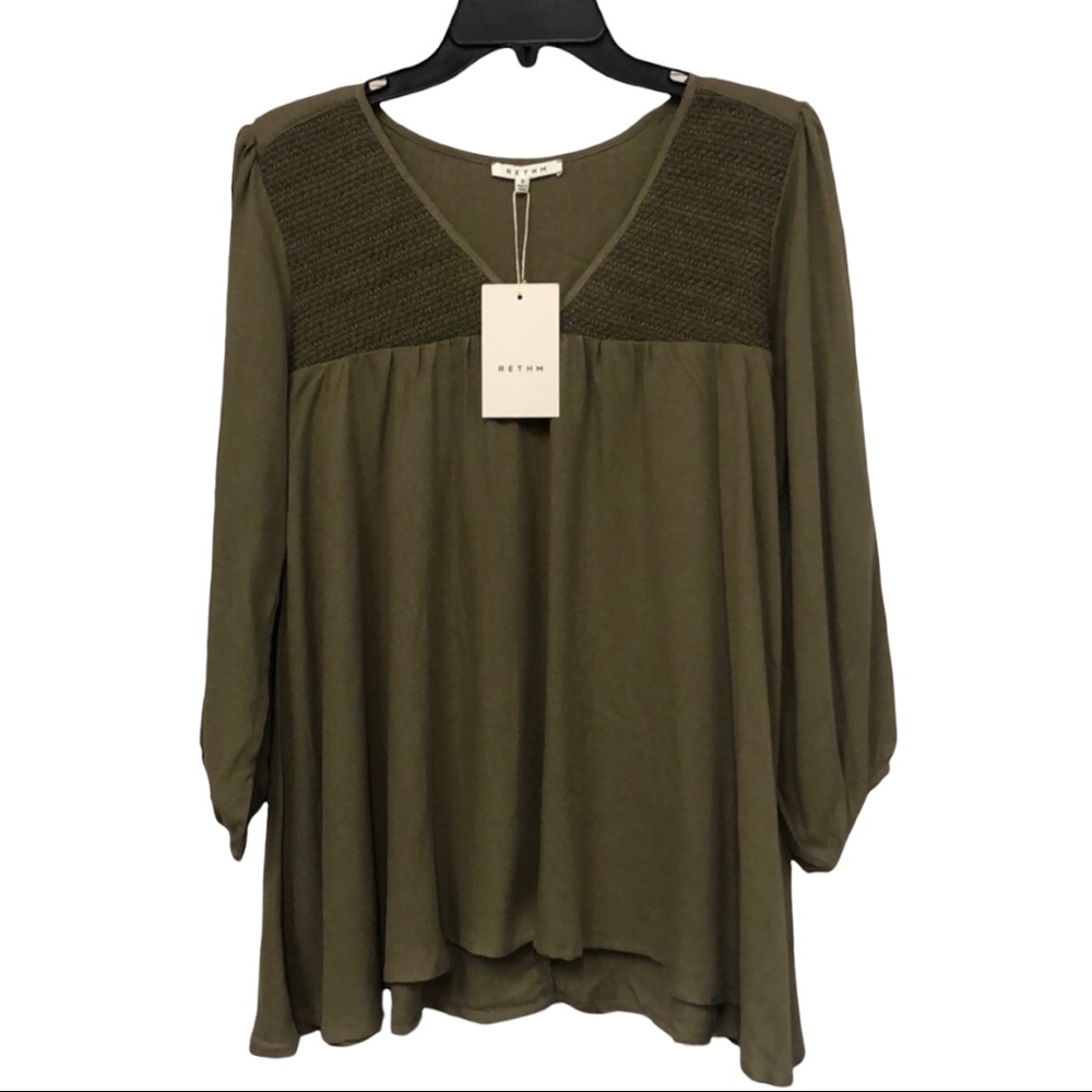 RETHM olive green peasant shirt various sizes *read in‎ bio*